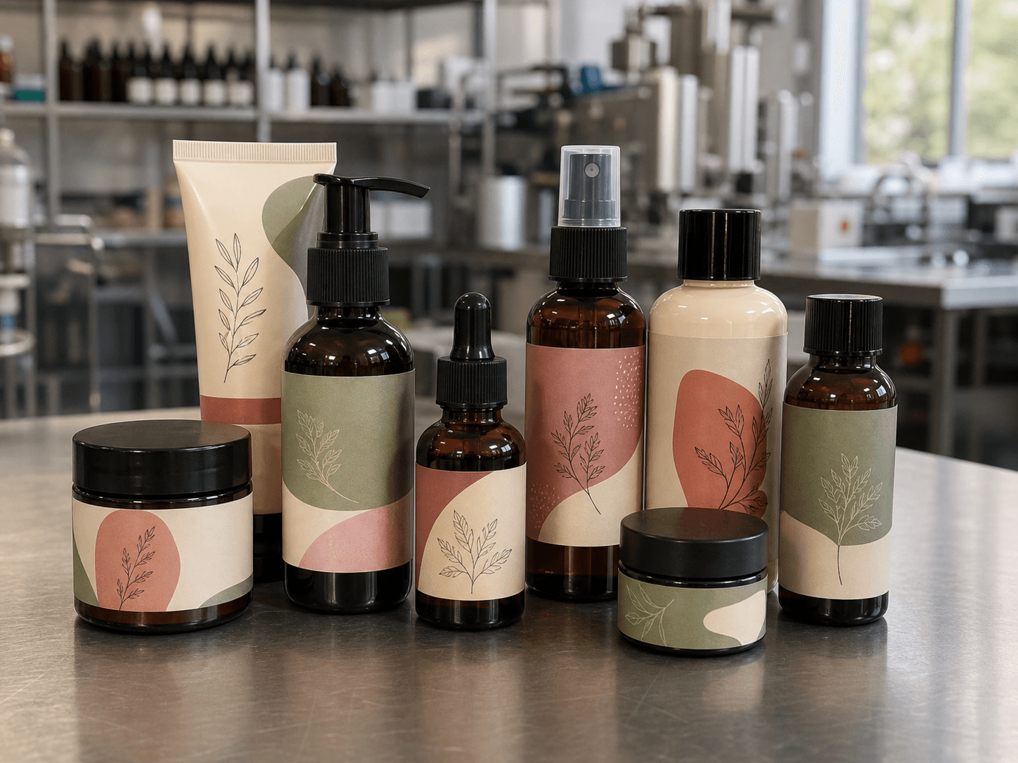 Rótulos coloridos aplicados a embalagens da indústria cosmética
