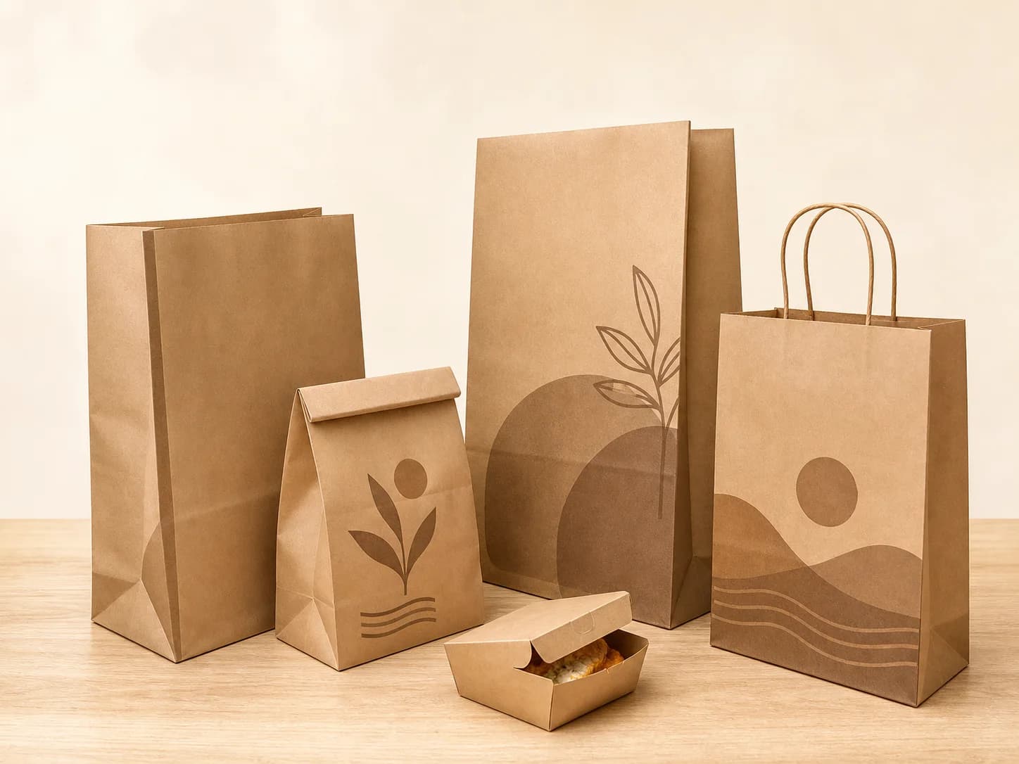 Sacos e sacolas kraft em diferentes tamanhos para delivery